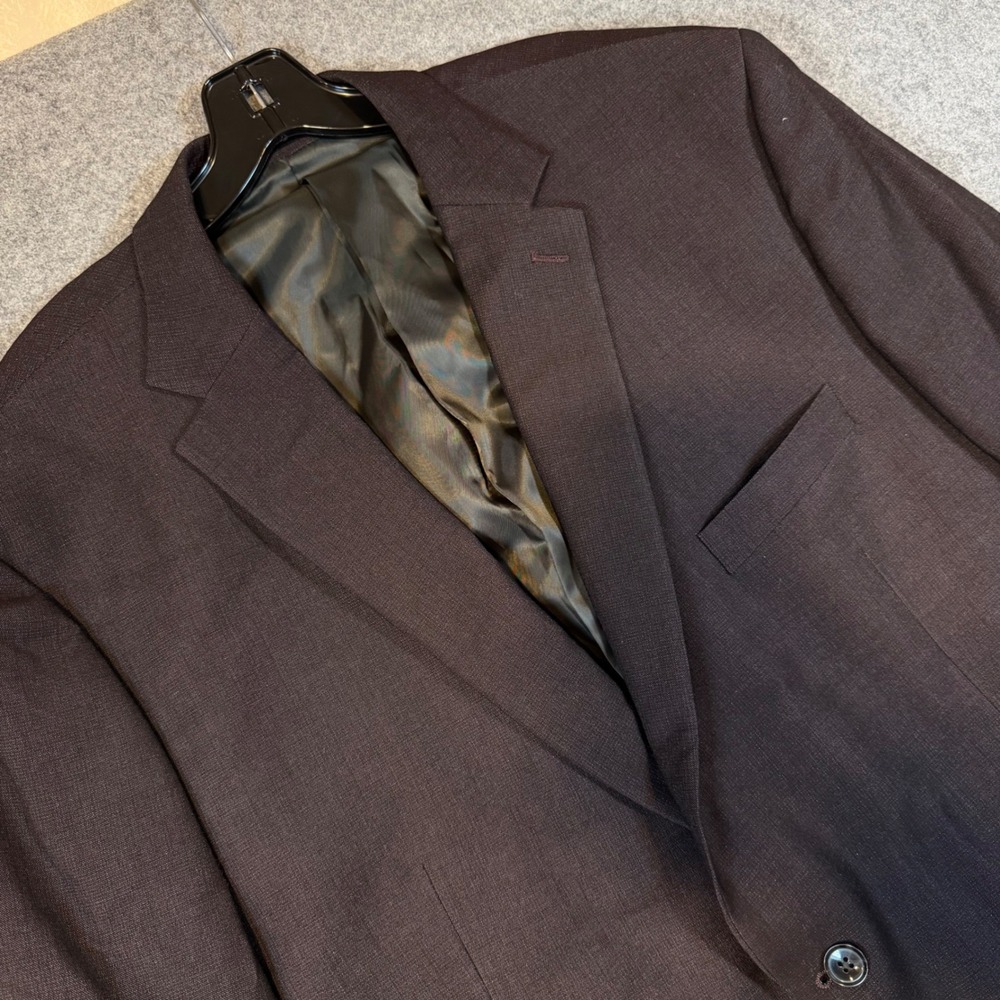 Tallia Men Sport Coat Blazer 48R Dark Plum Burgundy Textured 2-Button Jacket NEW